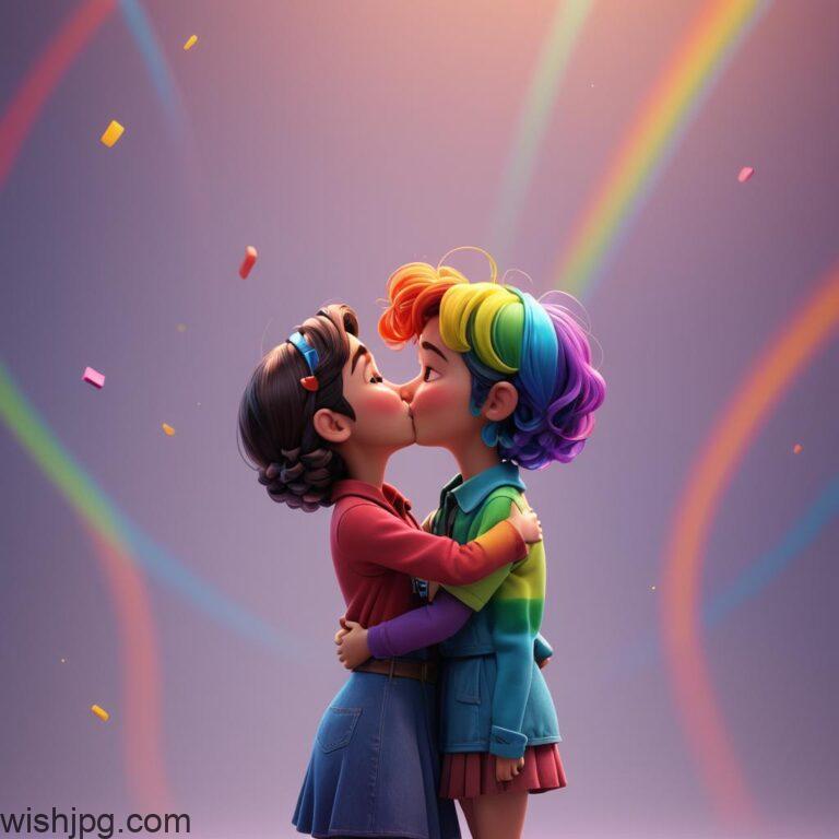 rainbow kiss images cartoon