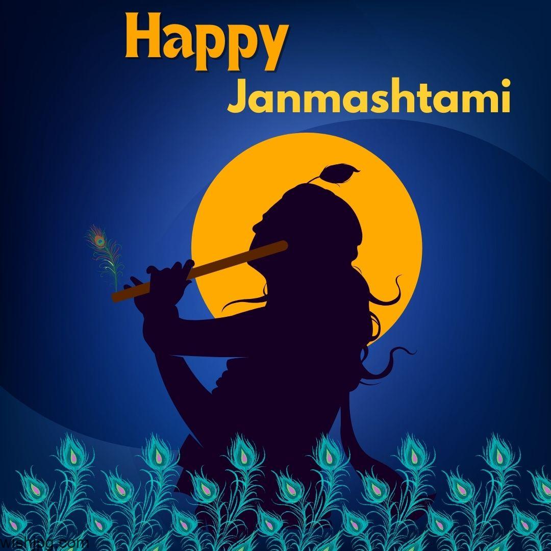 new happy krishna janmashtami images blue background